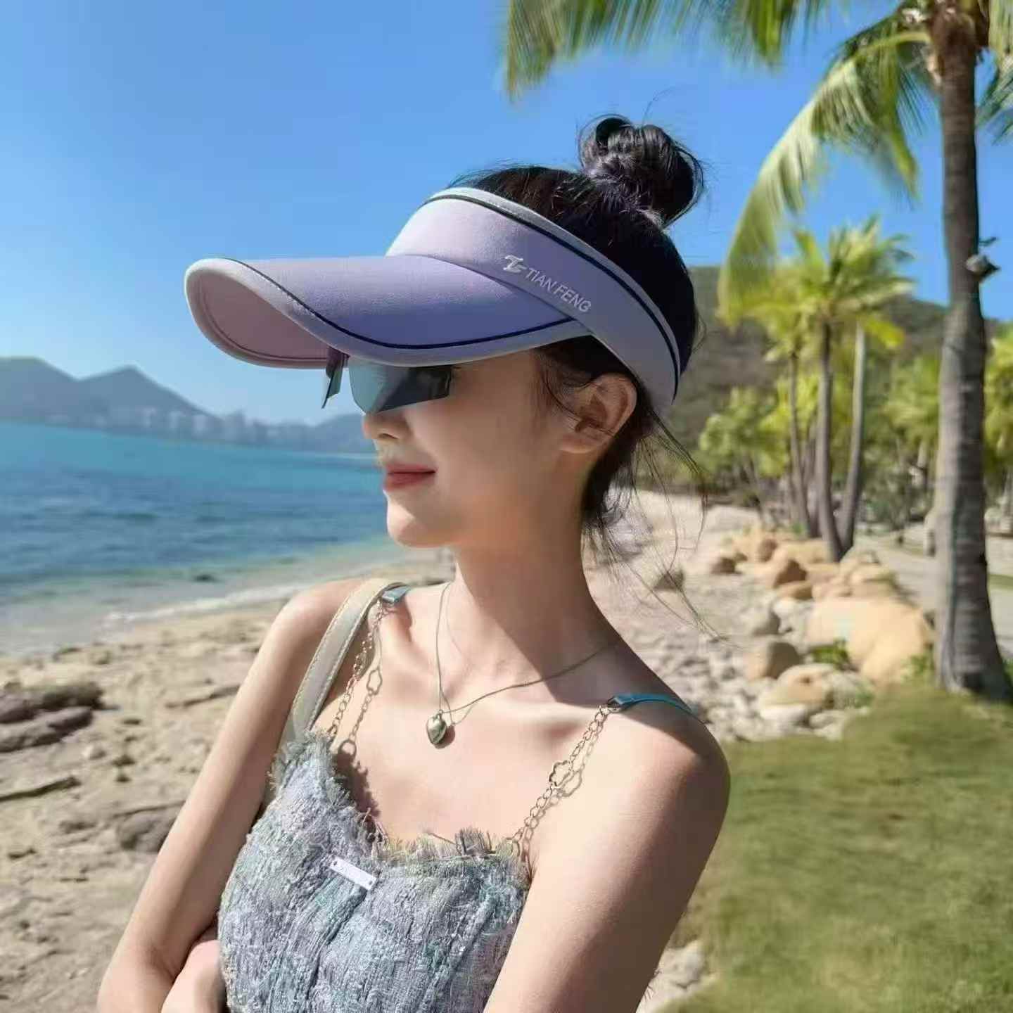 XCK，c8 可收缩墨镜遮阳帽，男女夏季户外运动防紫外线太阳帽，空顶透气吸汗，胶印字母工艺，可自由翻折太阳镜，🉑折叠，27000顶，500顶起批，（东10）