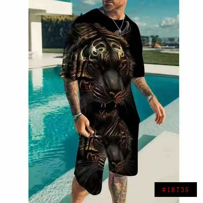 [啤酒]跨境2025爆款男装T恤短袖套装休闲时尚男士运动装（小整杂），独立包装，10000件，码数M-6xL,全清8.8分货➕1@_@