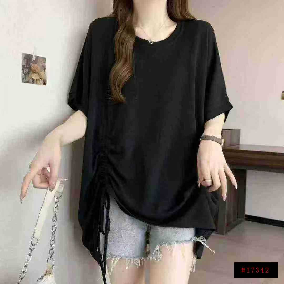 🌽🌽网红开衩不规则中长款中袖抽绳防晒衣t恤女夏洋气时髦防晒上衣潮，数量500左右，码数S一2XL，独立包装，全清5.8元，分货+0.5元@_@